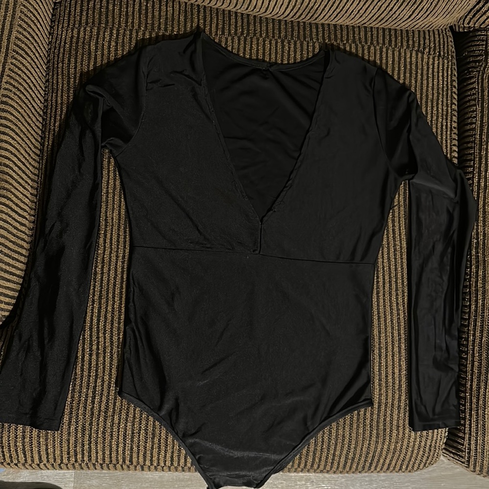 Black silk body suit